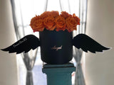 Black Angel Box with wings and orange roses