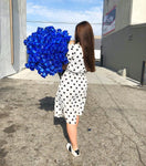 Our Blue Rose Bouquet is a hand-crafted bouquet with a simple ribbon around it and Royal Blue long stem roses.   The one in the picture has approximately 125 roses. 